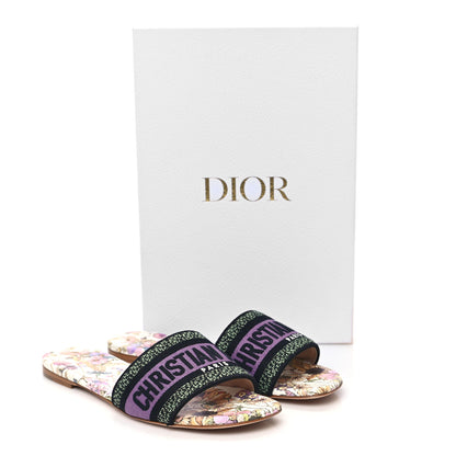 Christian Dior Canvas Embroidered 4 Saisons Dway Flat Slide Sandals 38.5 Lilac 9 of 9