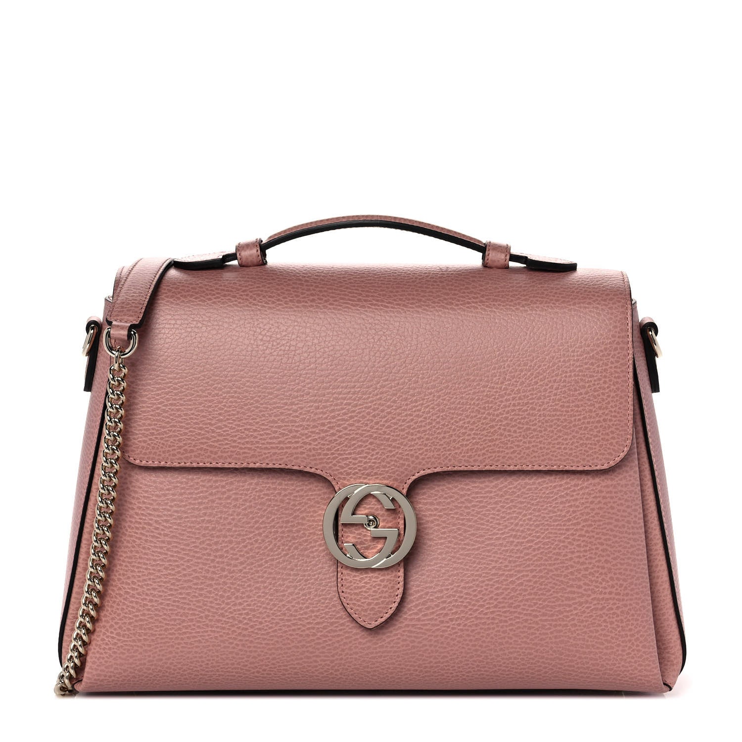 Gucci Dollar Calfskin Medium Interlocking G Top Handle Shoulder Bag Soft Pink 1 of 8