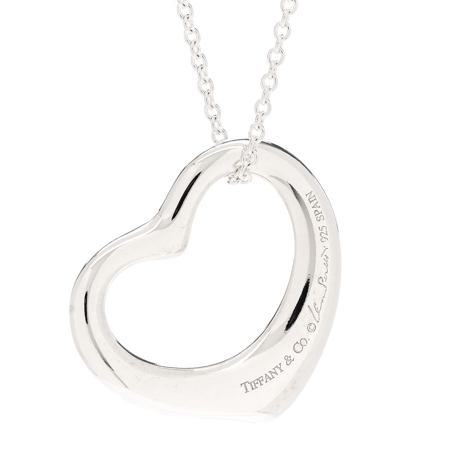 Tiffany Sterling Silver 27mm Elsa Peretti Open Heart Pendant Necklace 4 of 6
