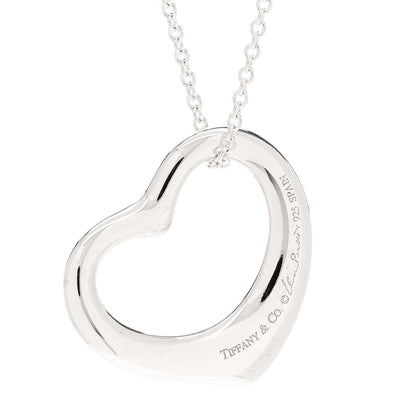 Tiffany Sterling Silver 27mm Elsa Peretti Open Heart Pendant Necklace 4 of 6