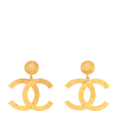 Chanel Metal Large Paris Button Earrings Gold 1 of 4