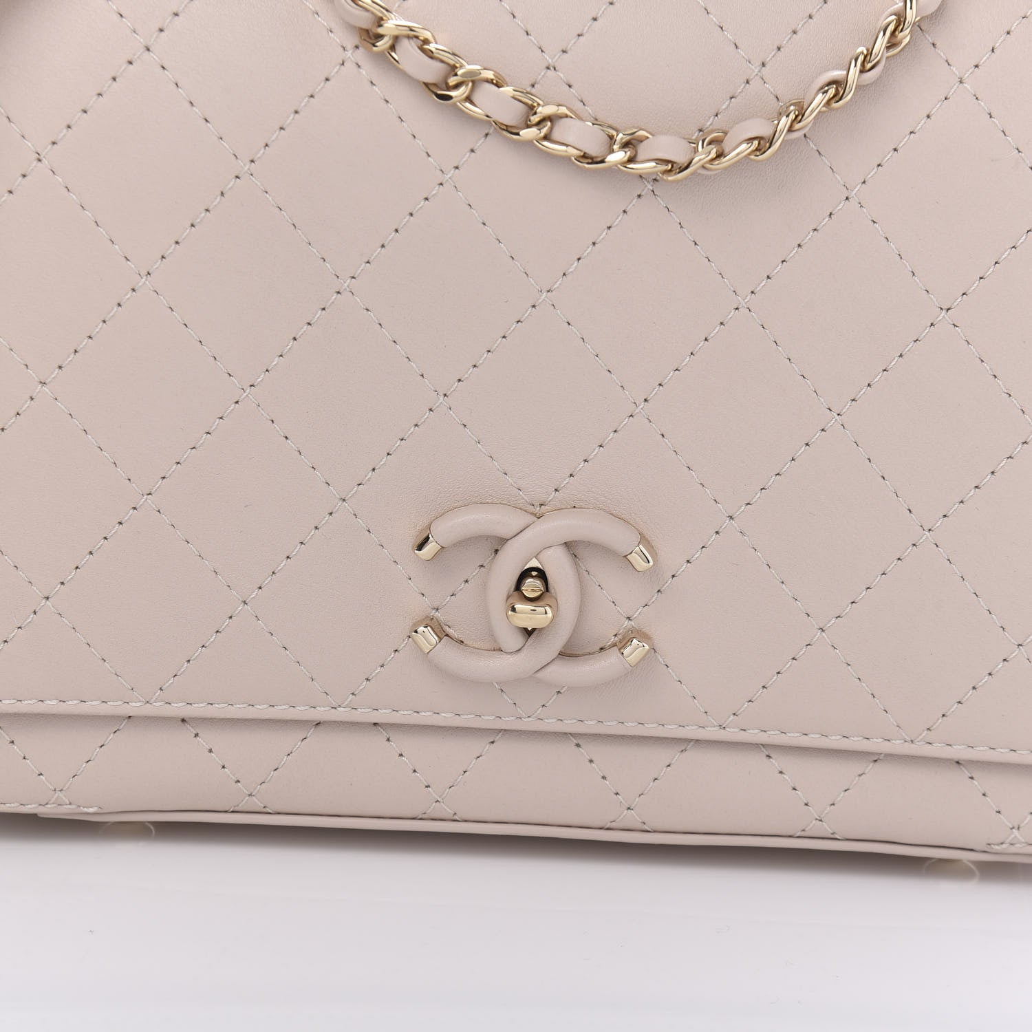Chanel Calfskin Stitched Medium Covered CC Flap Bag Light Pink 11 of 12