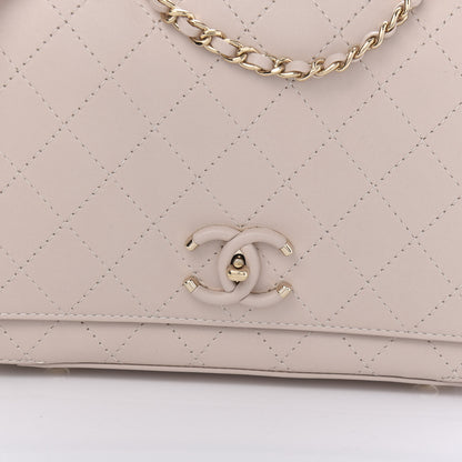 Chanel Calfskin Stitched Medium Covered CC Flap Bag Light Pink 11 of 12