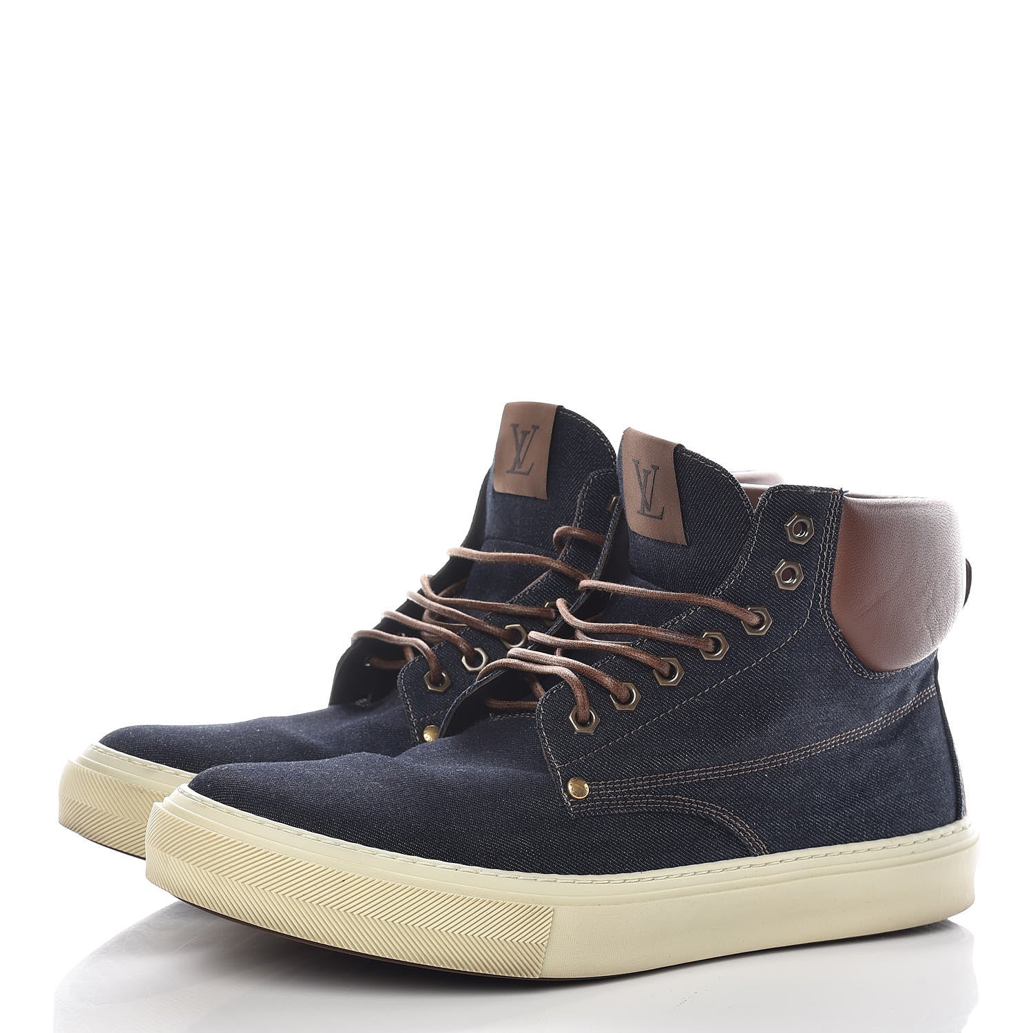 Louis Vuitton Calfskin Denim High Top Sneakers 11 3 of 15