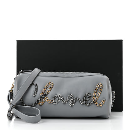 Chanel Calfskin Chain 20s Signature Bowling Bag Light Gray 11 of 11