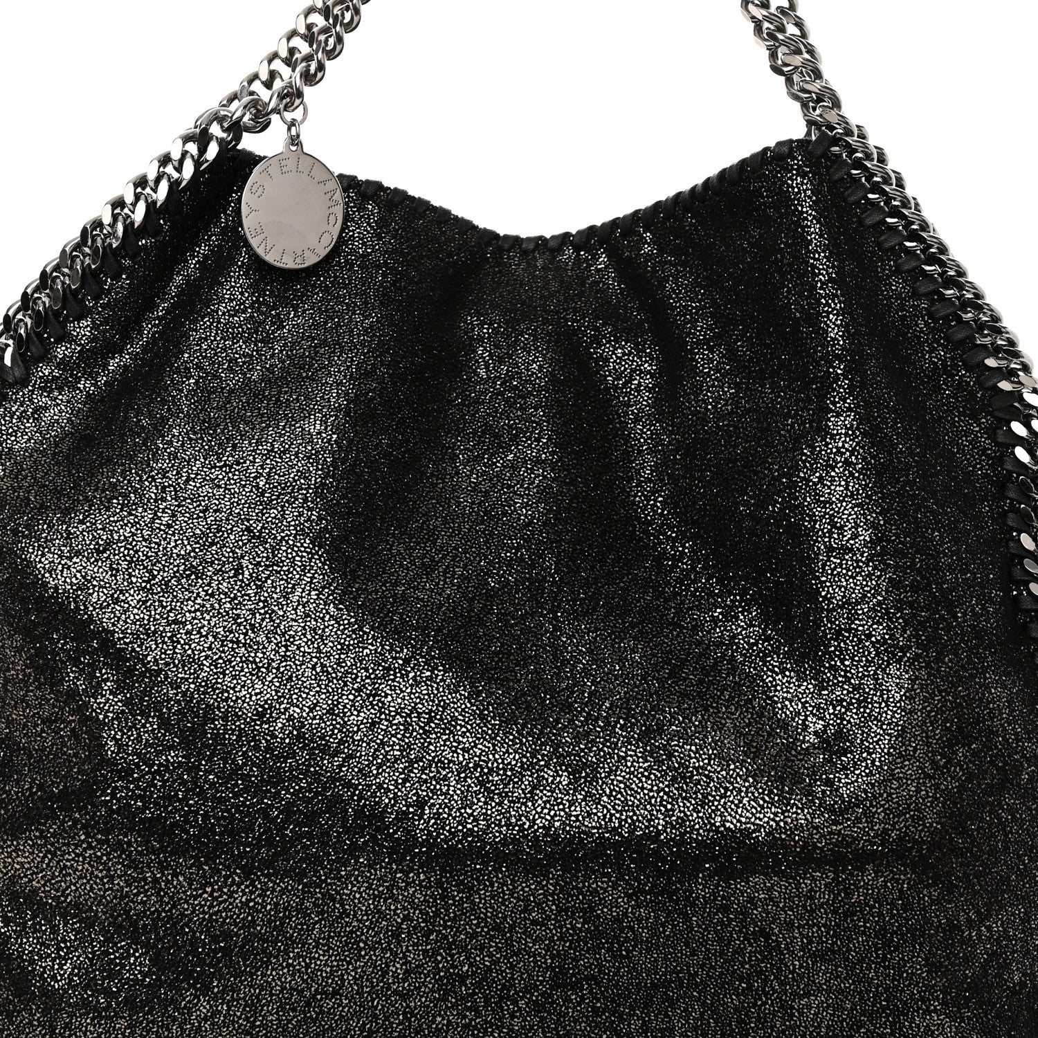 Stella McCartney Metallic Shaggy Deer Falabella Fold Over Tote Black 7 of 9