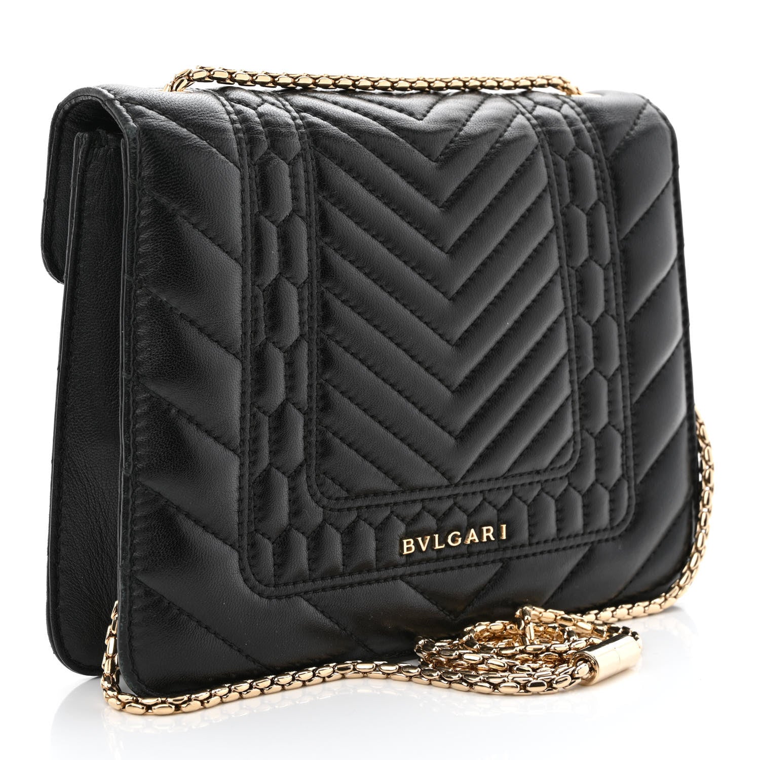 Bulgari Calfskin Quilted Serpenti Forever Shoulder Bag Black 4 of 12