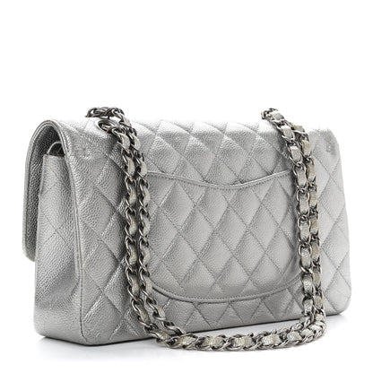 Chanel Metallic Caviar Quilted Medium Double Flap Silver 3 of 11