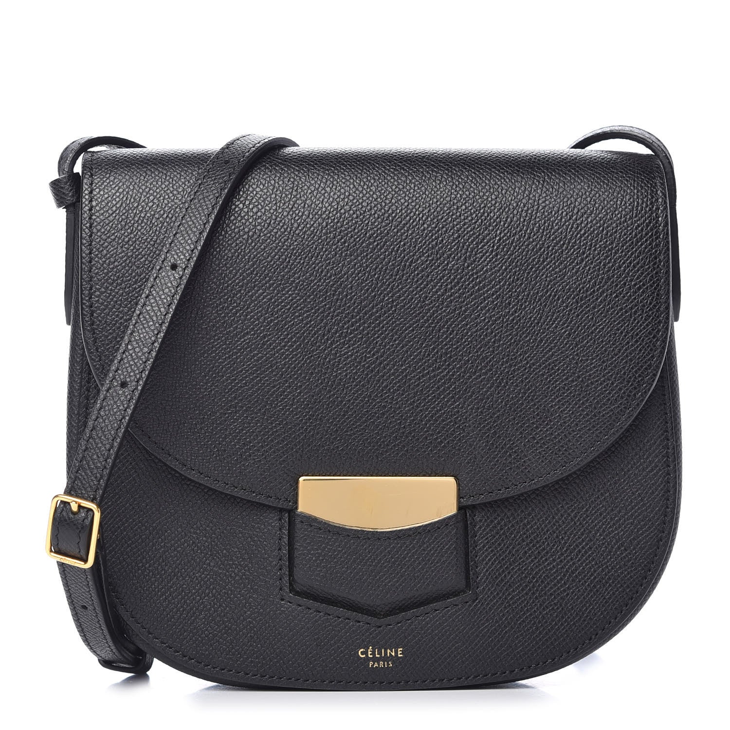 Celine Grained Calfskin Small Trotteur Black 1 of 9