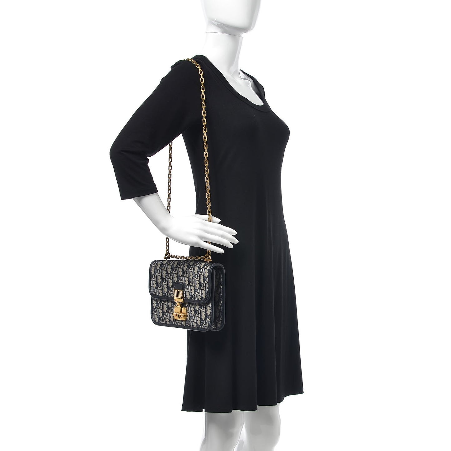 Oblique Small DiorAddict Flap Bag Navy Blue