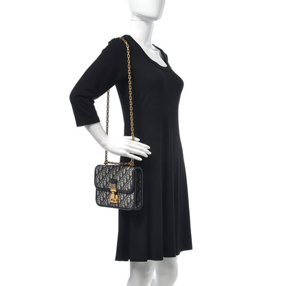 Christian Dior Oblique Small DiorAddict Flap Bag Navy Blue 2 of 8
