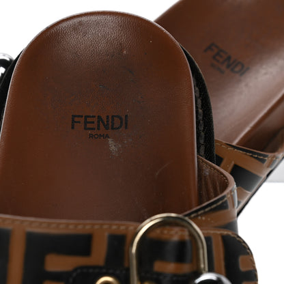 Fendi Calfskin FF Embossed Pearland Slide Sandals 36 Tobacco Moro 7 of 10