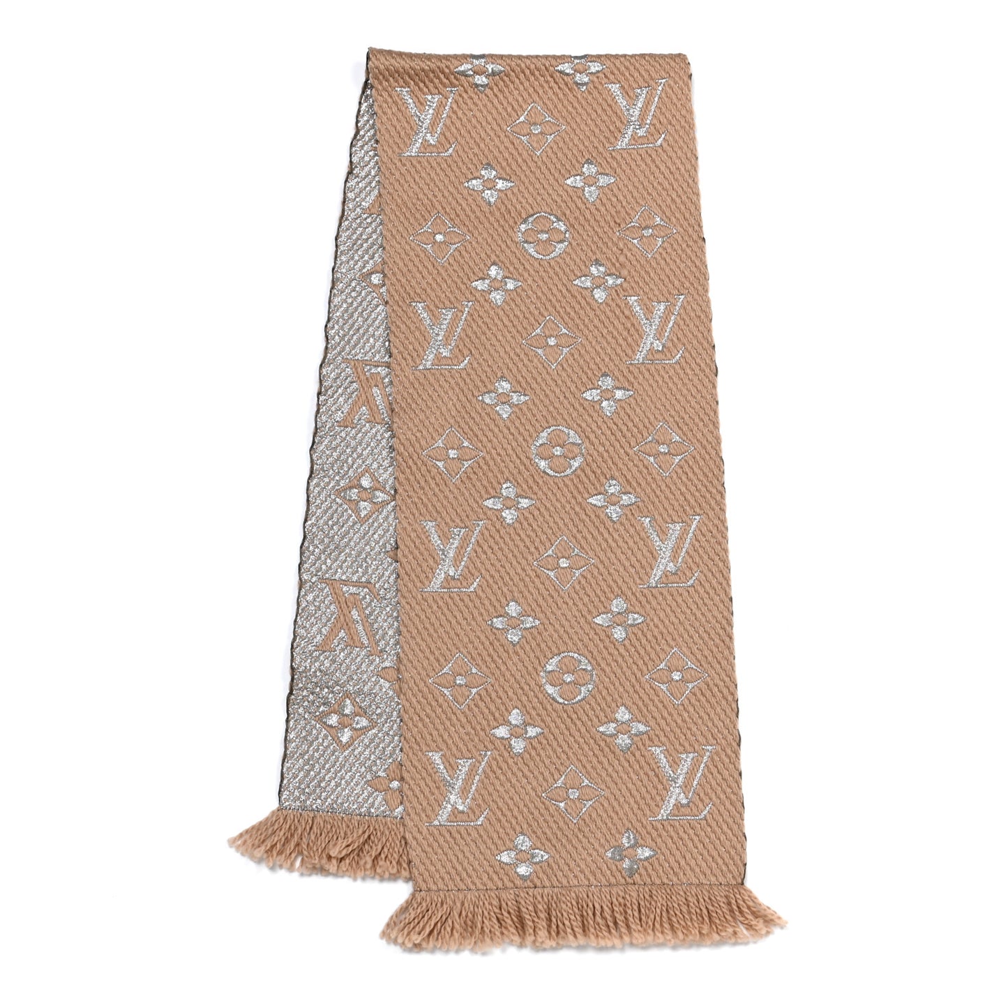 Wool Silk Logomania Shine Scarf Beige