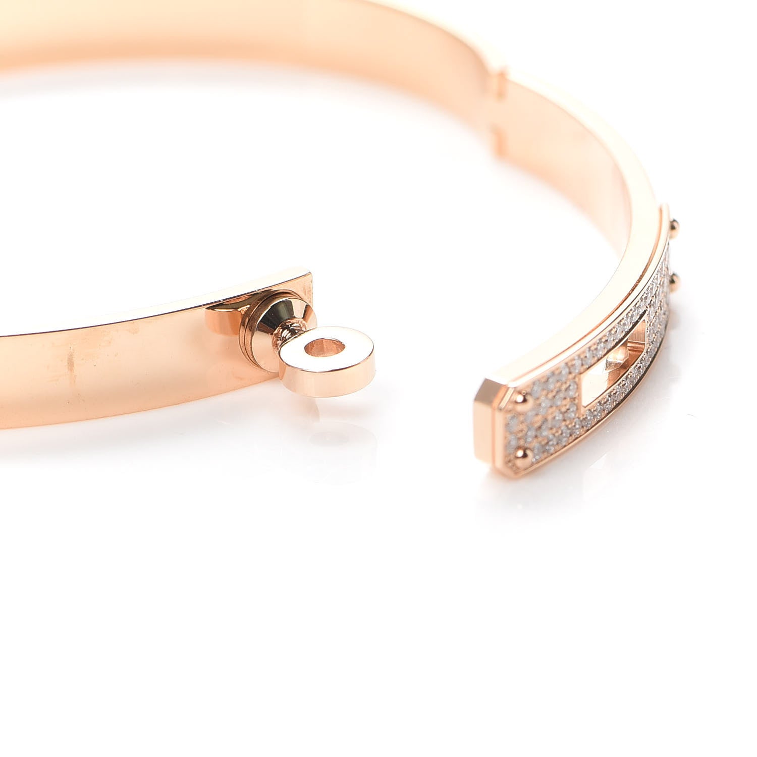 Hermes 18K Rose Gold Diamond PM Kelly Pave Bracelet SH 5 of 6
