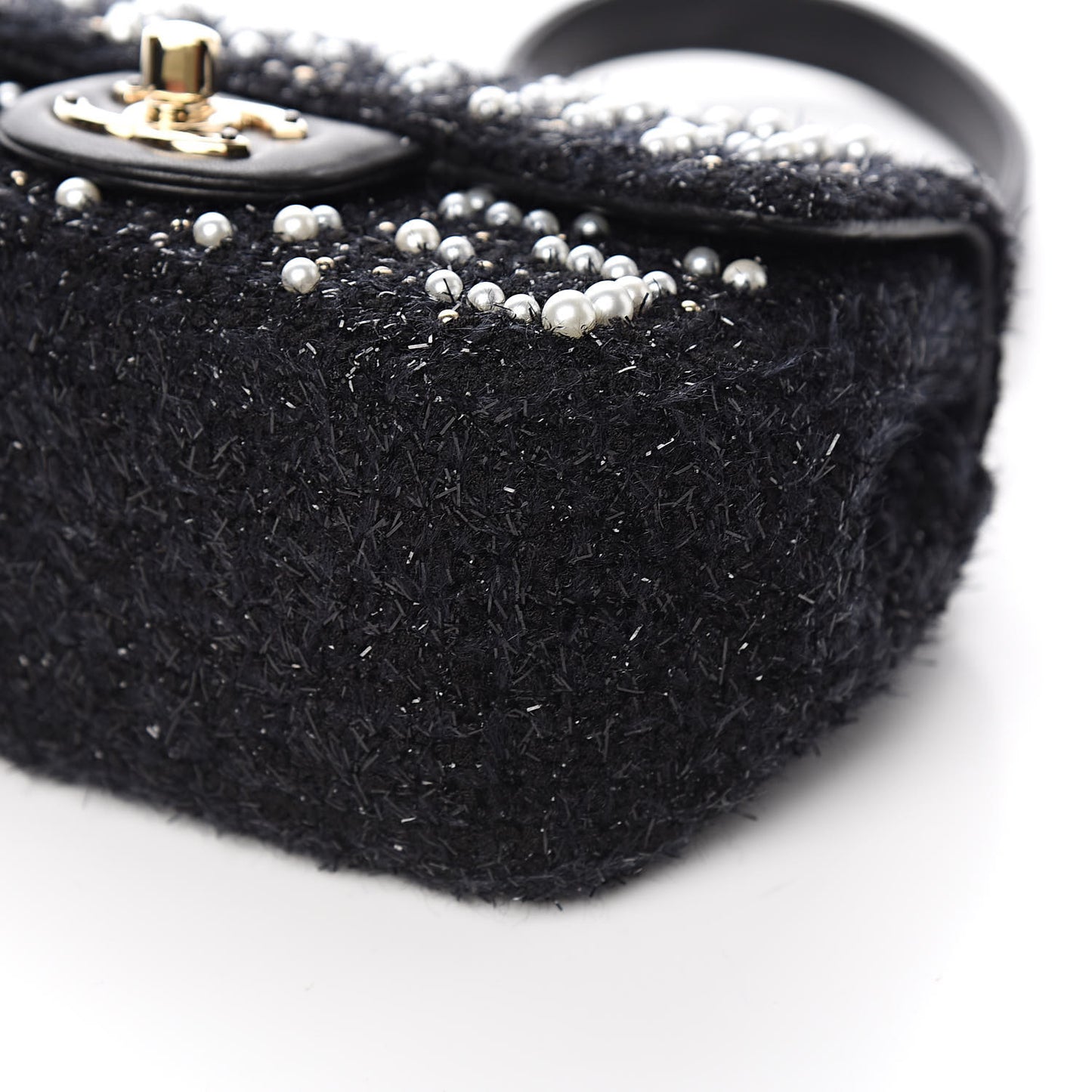 Tweed Pearl Mini Cosmos Flap Black