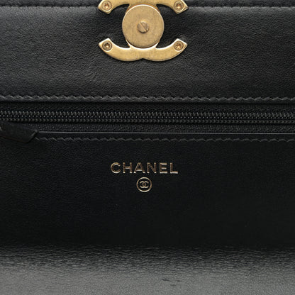 Chanel Calfskin Quilted Perfect Fit Wallet On Chain WOC Black 6 of 12
