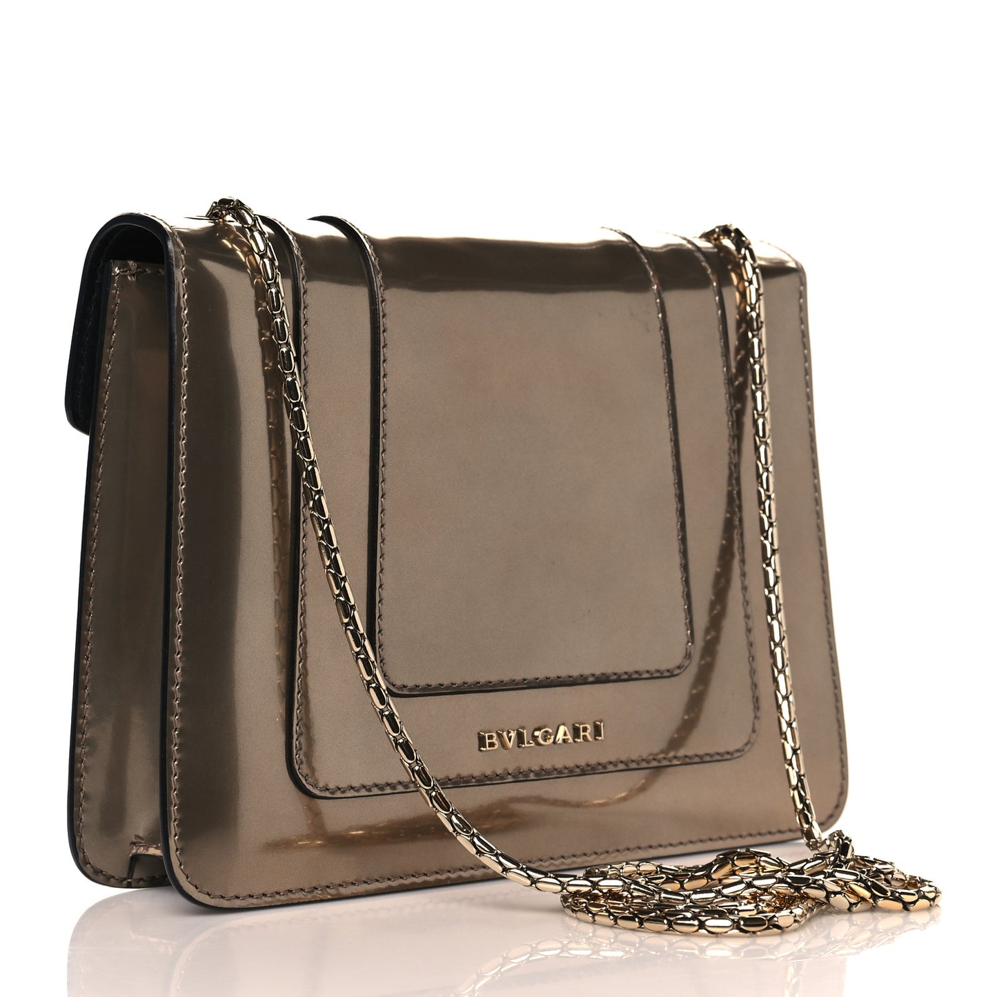 Metallic Calfskin Serpenti Forever Crossbody Bag Bronze