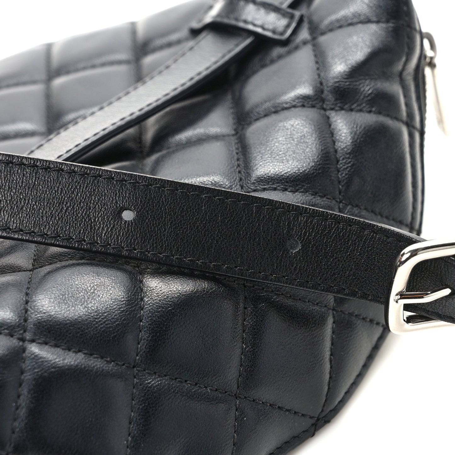 Lambskin Quilted Waist Belt Bag Black