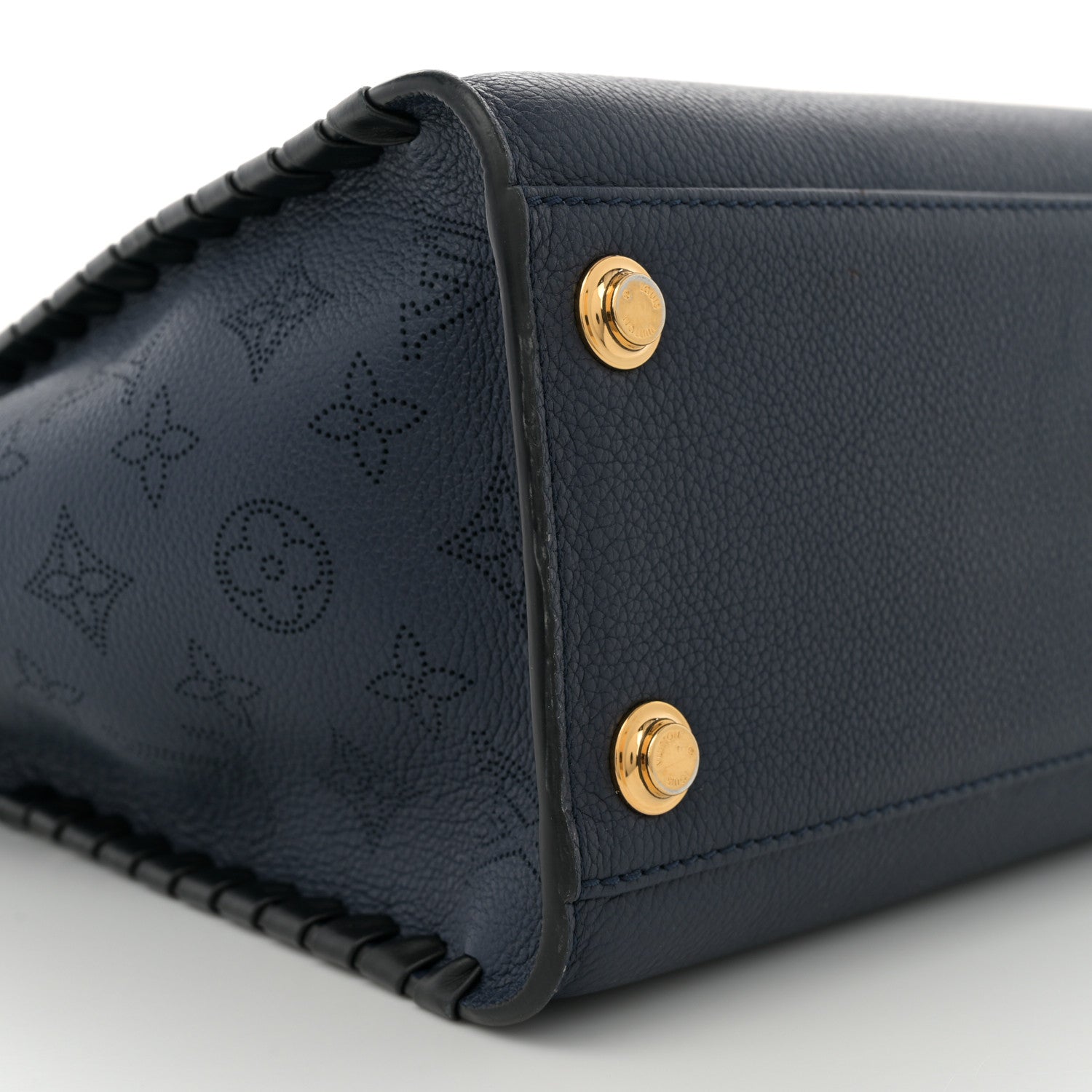 Louis Vuitton Calfskin Mahina Braided On My Side MM Navy Blue 8 of 10