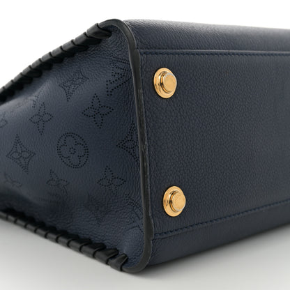 Louis Vuitton Calfskin Mahina Braided On My Side MM Navy Blue 8 of 10
