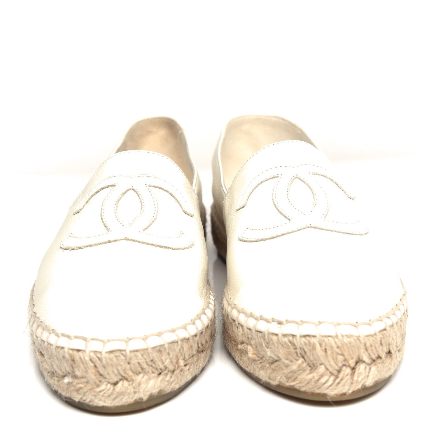 Chanel Lambskin CC Espadrilles 37 White 5 of 12
