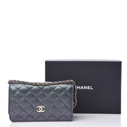 Chanel Iridescent Caviar Quilted Wallet On Chain WOC Black 11 of 11