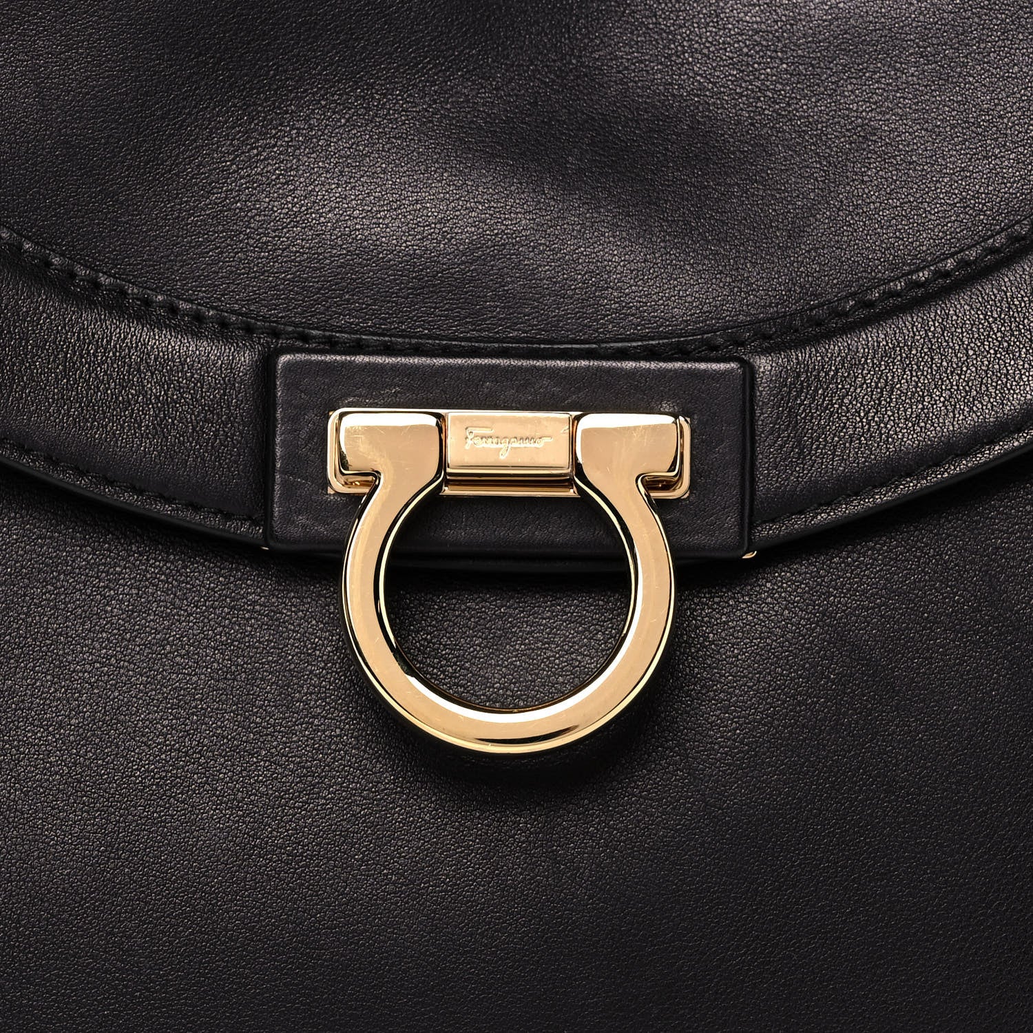 Salvatore Ferragamo Calfskin Sofia Shoulder Bag Black 9 of 11