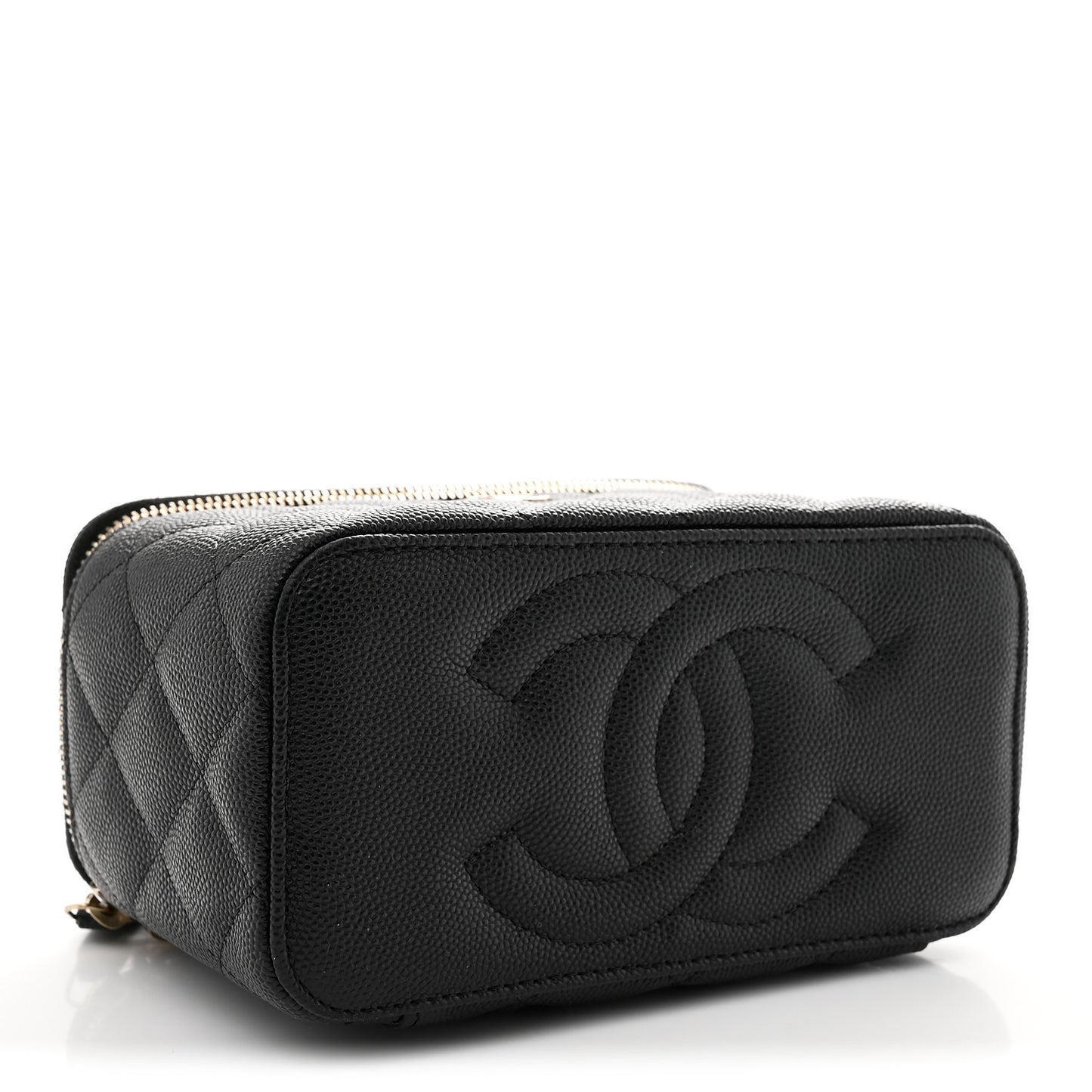 Caviar Quilted Small Tiny CC Vanity Case With Chain Black