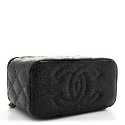 Chanel Caviar Quilted Small Tiny CC Vanity Case With Chain Black 4 of 11