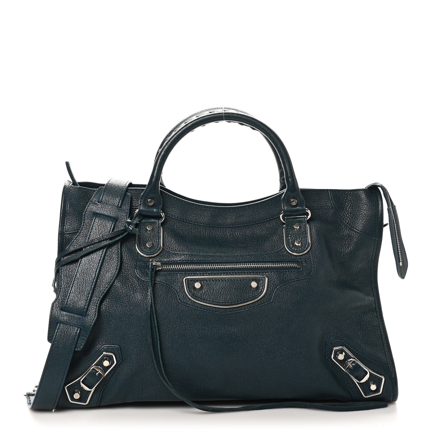 Chevre Gold Metallic Edge Hardware City Bleu Paon