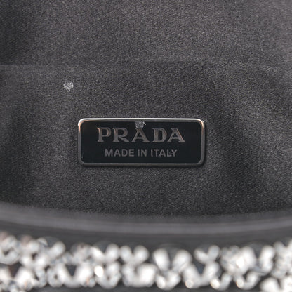 Prada Satin Crystal Metal Triangle Logo Small Double Handle Crossbody Tote Metal 8 of 8