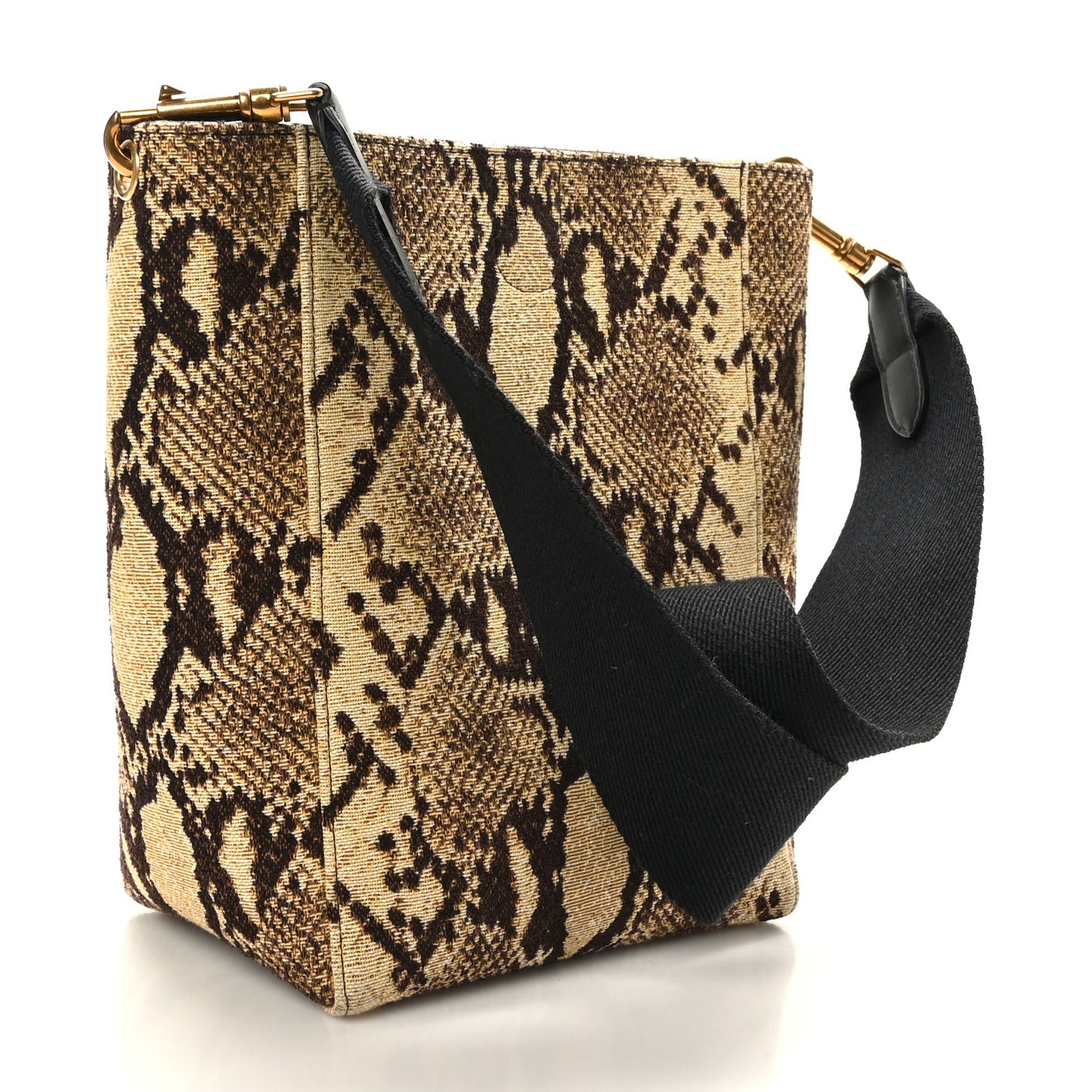 Textured Canvas Small Sangle Bucket Bag Brown