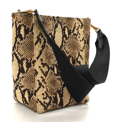Celine Textured Canvas Small Sangle Bucket Bag Brown 3 of 8