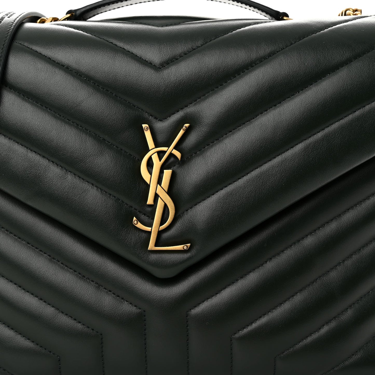 Calfskin Y Quilted Monogram Medium Loulou Chain Satchel Dark Leaf