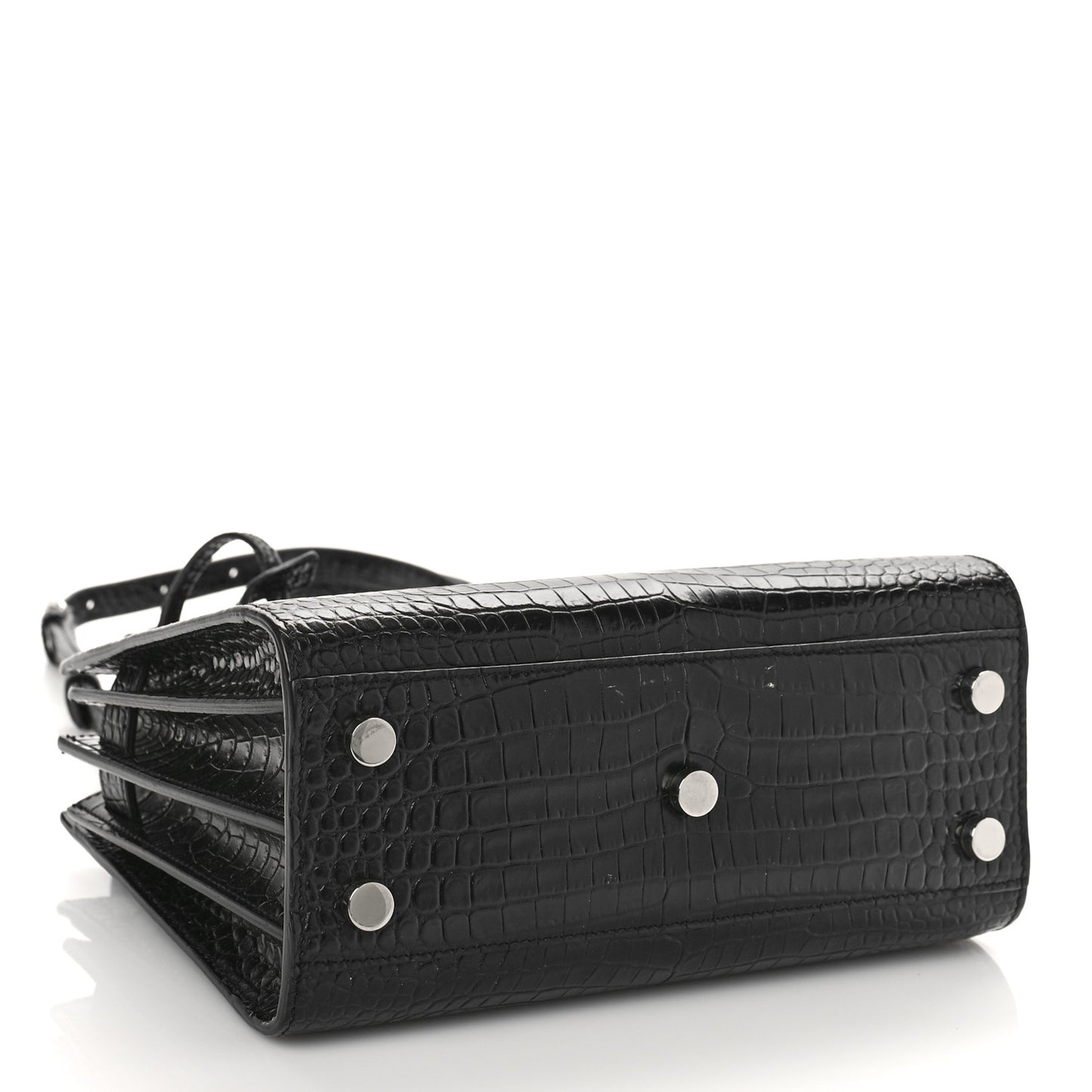 Calfskin Crocodile Embossed Nano Sac De Jour Black