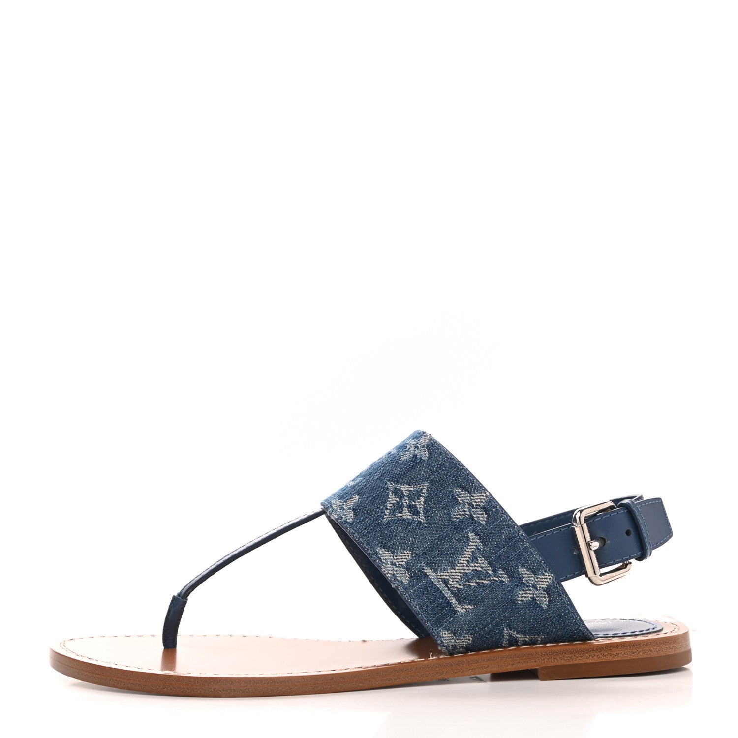 Louis Vuitton Denim Monogram Starboard Thong Sandals 38 Blue 1 of 8