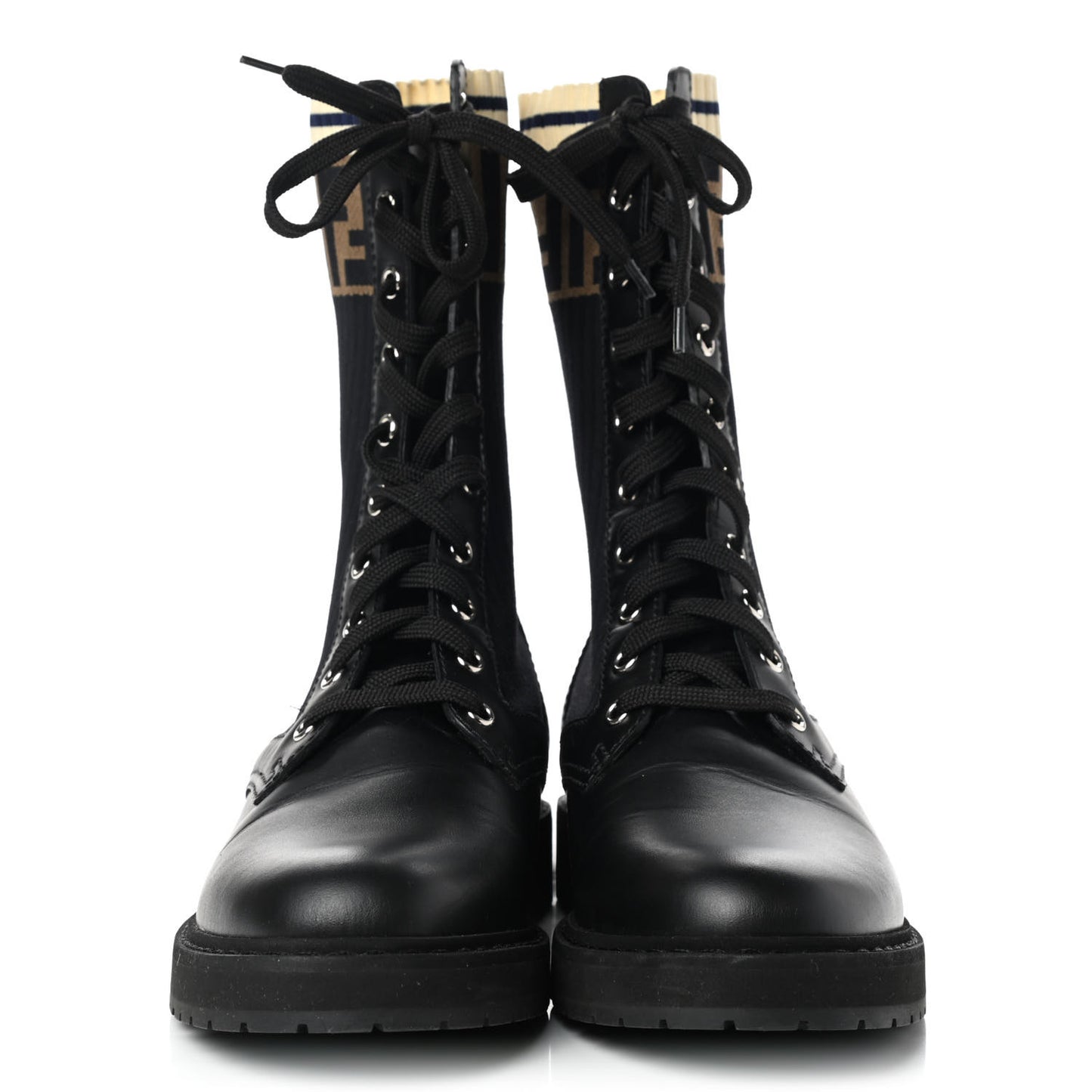 Calfskin Stretch Fabric Rockoko Biker Boots 38.5 Tobacco Black Marino