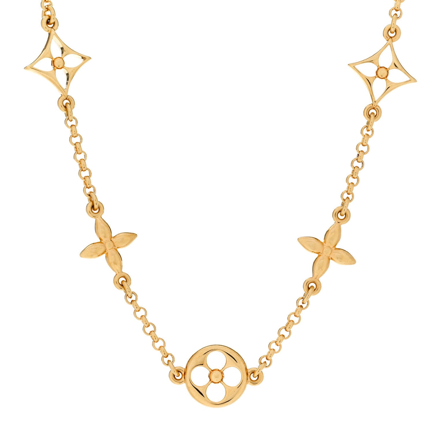 Louis Vuitton Monogram Flower Necklace Gold 1 of 7