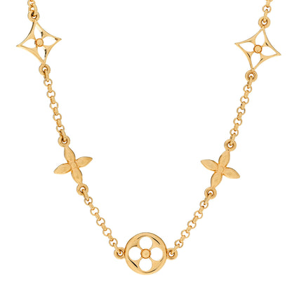 Louis Vuitton Monogram Flower Necklace Gold 1 of 7