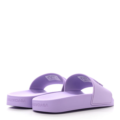Balenciaga Rubber BB Womens Pool Slide Sandals 37 Lilac 4 of 7