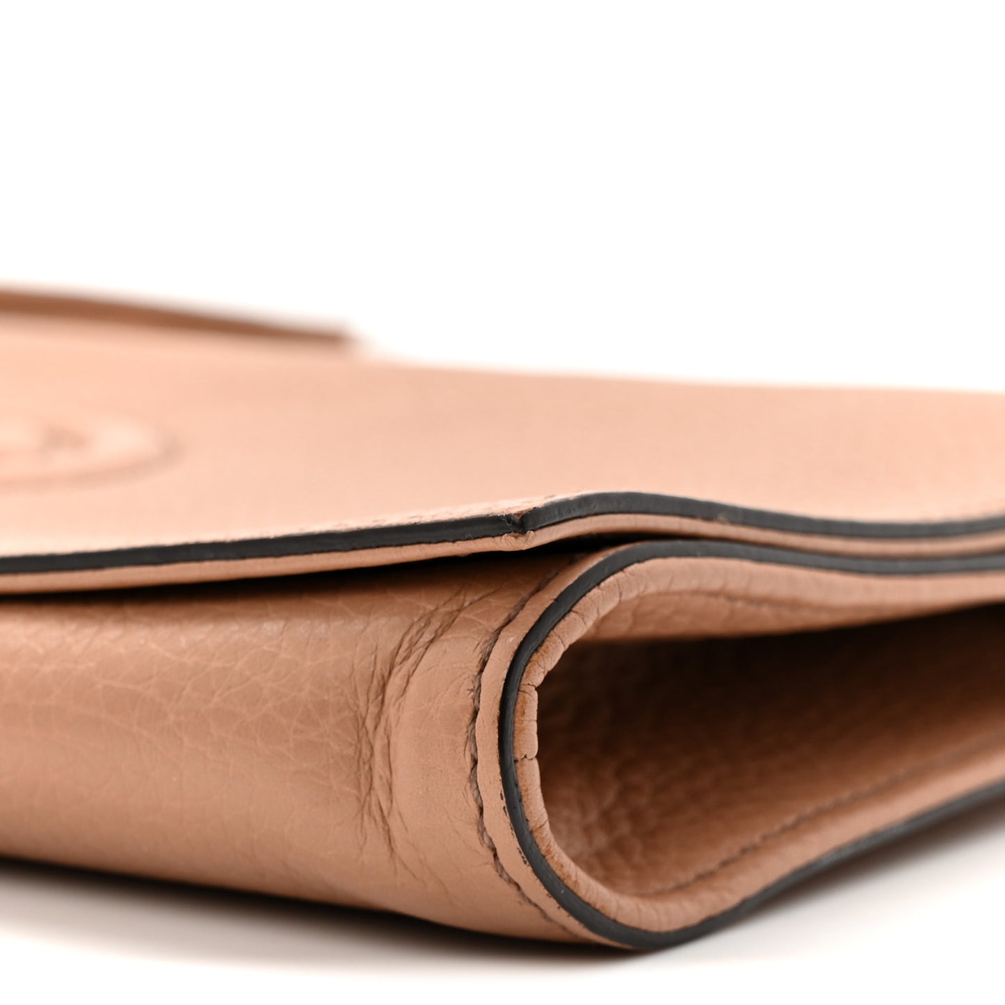 Pebbled Calfskin Medium Soho Clutch Camelia