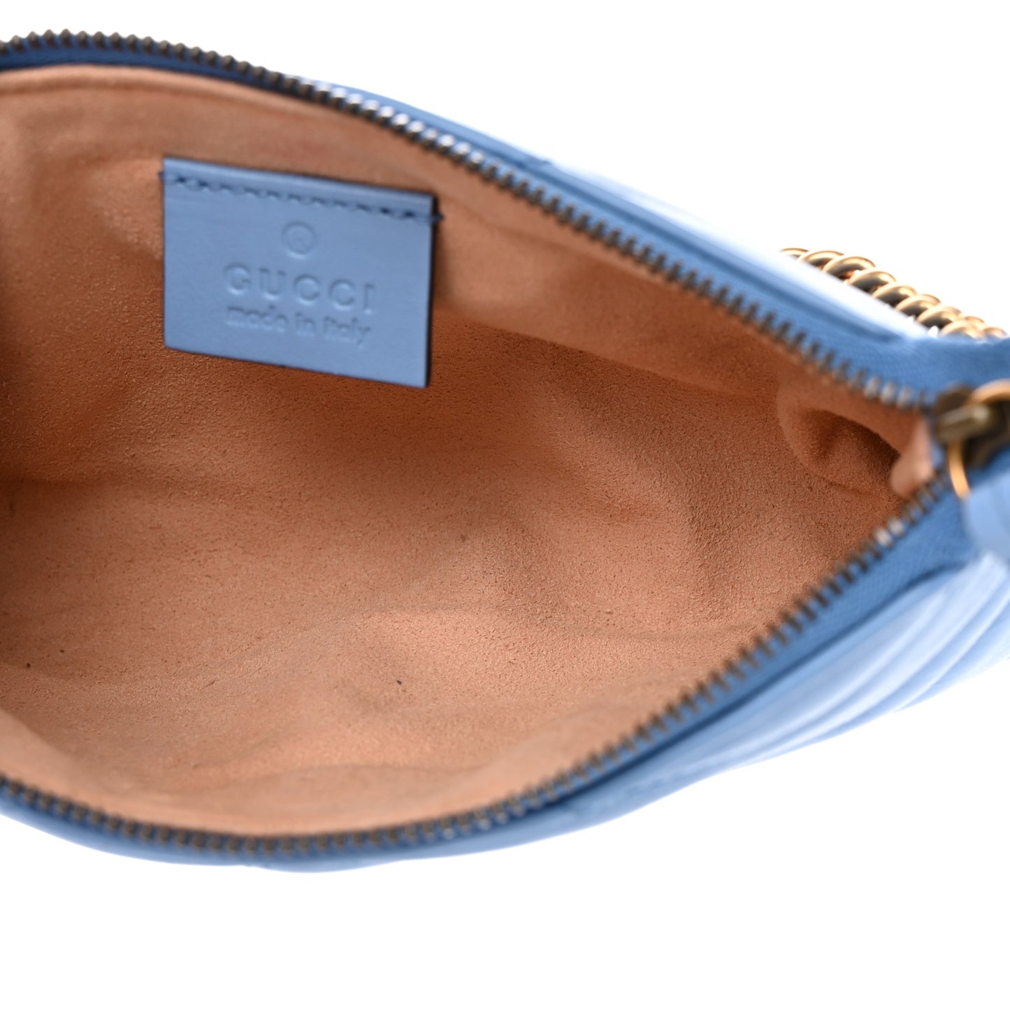Calfskin Matelasse Mini GG Marmont Chain Bag Clear Sky Blue