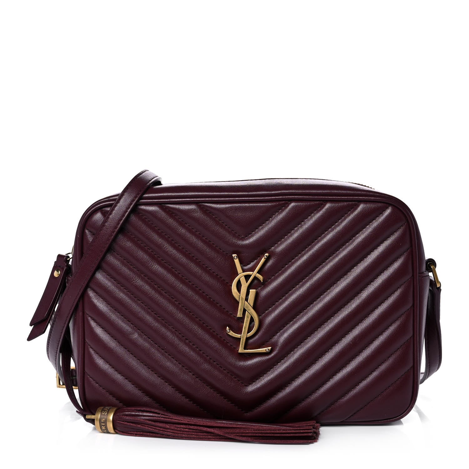 Saint Laurent Calfskin Matelasse Monogram Lou Camera Bag Dark Legion Red 1 of 12