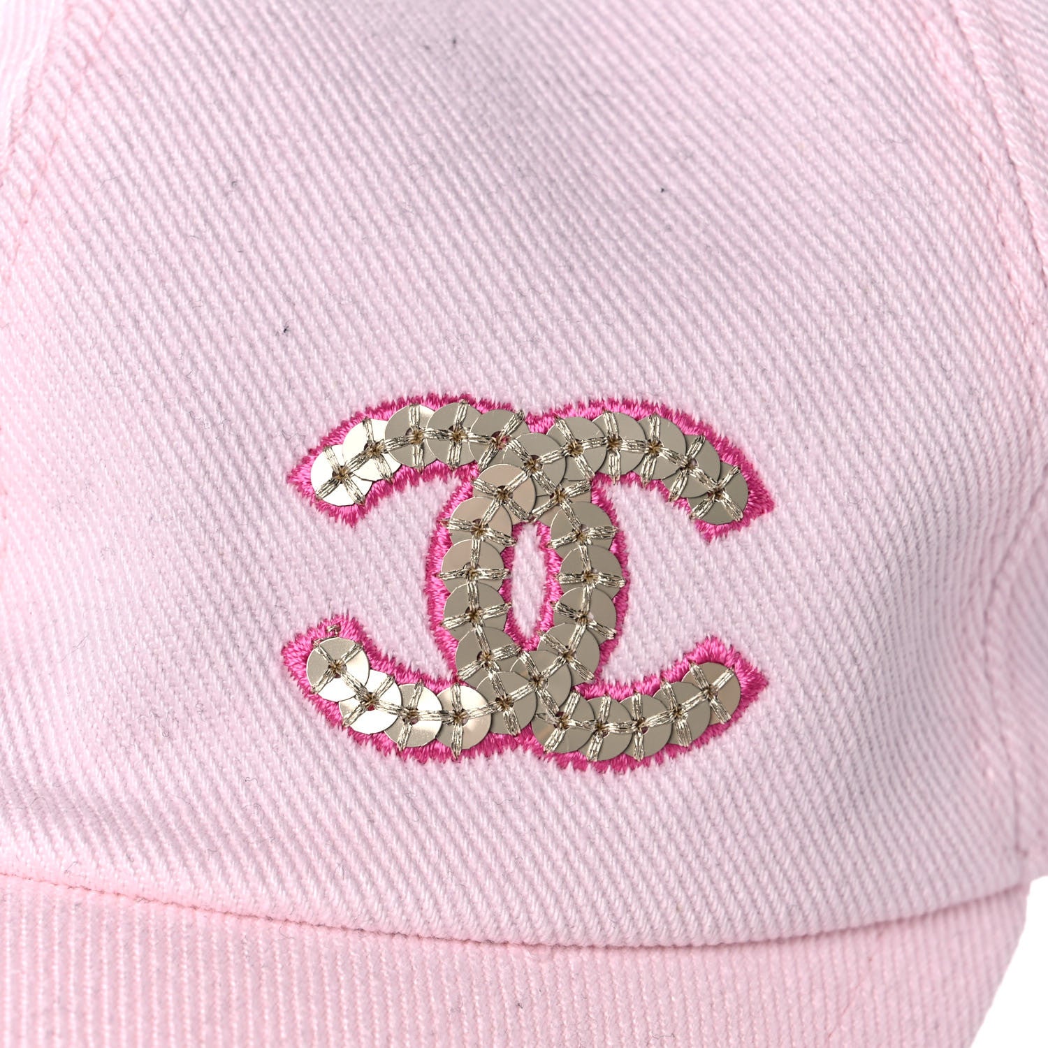 Chanel Cotton Sequin CC Cap Hat Light Pink 9 of 10