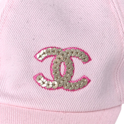 Chanel Cotton Sequin CC Cap Hat Light Pink 9 of 10