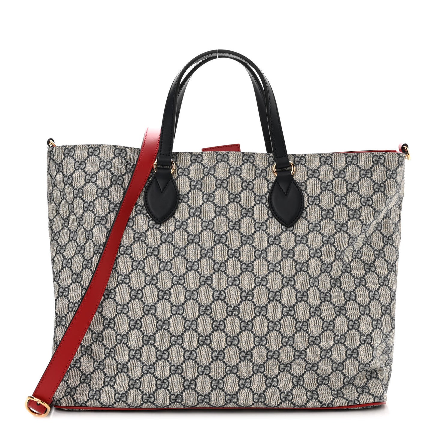 Soft GG Supreme Monogram Medium Crossbody Tote Beige Black Red