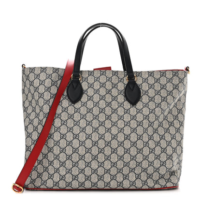 Gucci Soft GG Supreme Monogram Medium Crossbody Tote Beige Black Red 1 of 12