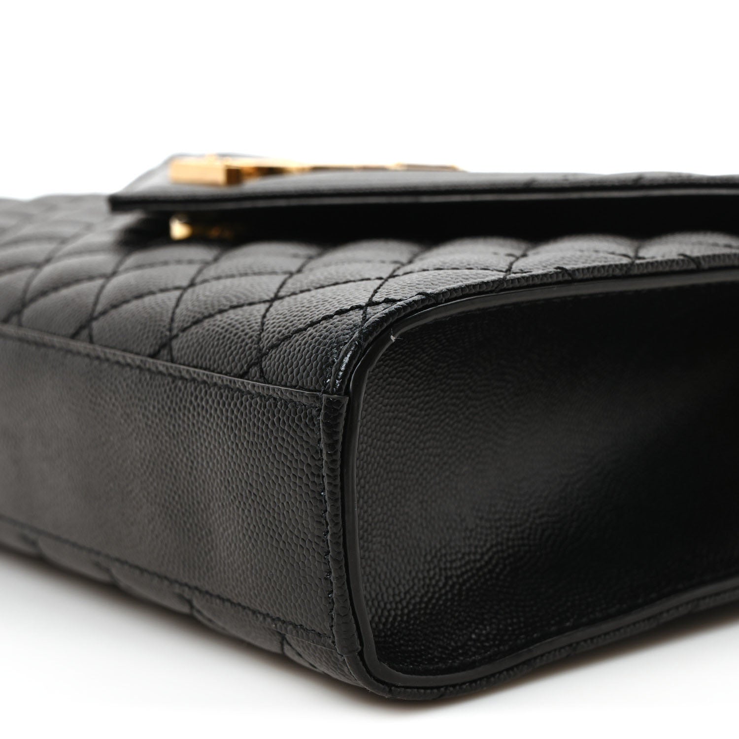 Saint Laurent Grain De Poudre Textured Mixed Matelasse Triquilt Medium Monogram Satchel Black 10 of 10