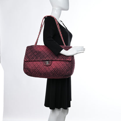 Chanel Denim Quilted Denimpression XXL Flap Red Black 2 of 10
