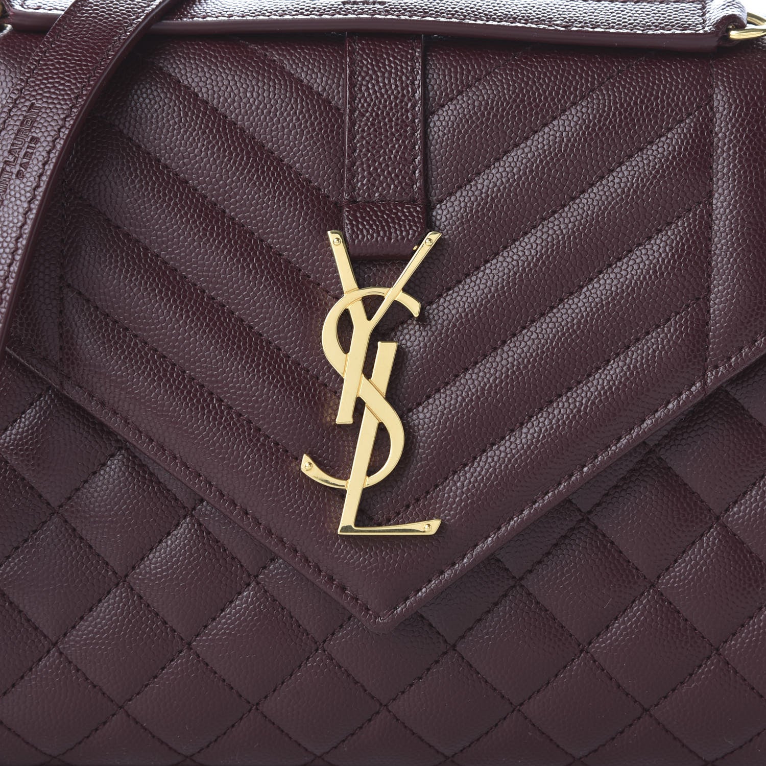 Saint Laurent Grain De Poudre Textured Mixed Matelasse Medium Triquilt Monogram Satchel Rouge Legion 9 of 9